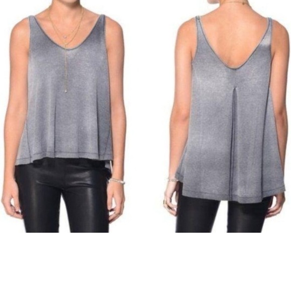 We The Free Kitten Thermal Knit Flare Tank Top women’s Sz‎ XS GRAY distressed - Picture 1 of 14